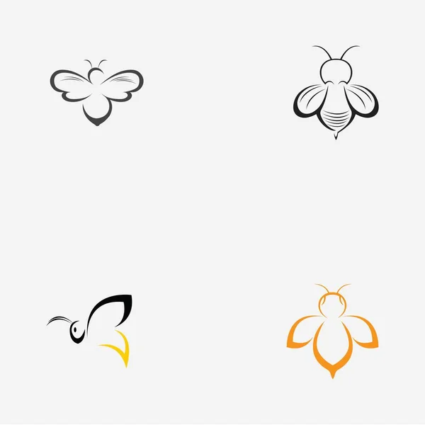 Set Honey Bee Animals Honeycomb Logo Vector Icon Illustration Design — Stock Vector
