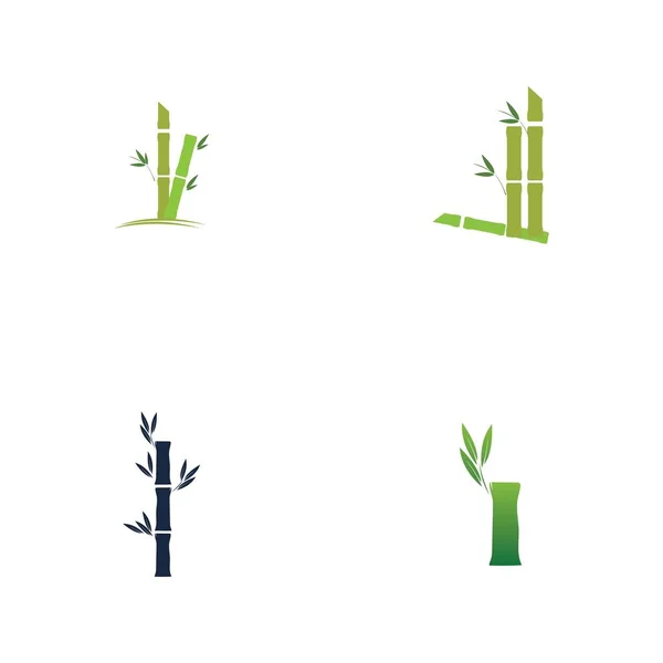 Bamboo Logo Set Template Icon Illustration Design — стоковый вектор