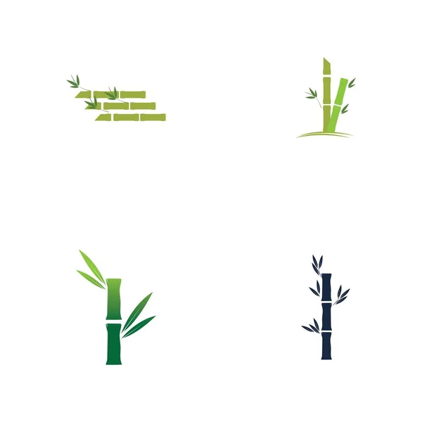 Bamboo Logo Set Template Icon Illustration Design — стоковый вектор