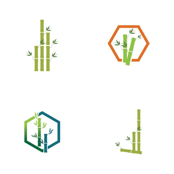 Bamboo Logo Set Template Icon Illustration Design — стоковый вектор