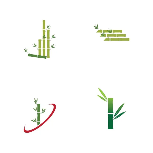 Logotipo Bambú Conjunto Plantilla Vector Icono Ilustración Diseño — Vector de stock