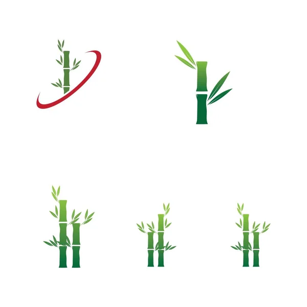 Conjunto Logotipo Bambu Modelo Ícone Vetor Ilustração Design — Vetor de Stock