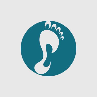 Ayak bakım logosu, sağlık ve klinik sembolü ile ayak izi vektör. Sağlık ve bakım logo şablonu