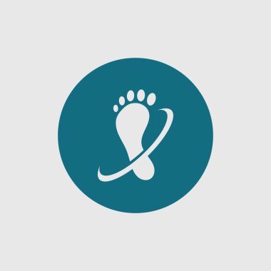 Ayak bakım logosu, sağlık ve klinik sembolü ile ayak izi vektör. Sağlık ve bakım logo şablonu