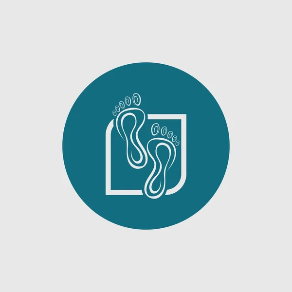 Fußpflege Logo Vektor Der Fußabdrücke Mit Dem Symbol Für Gesundheit — Stockvektor