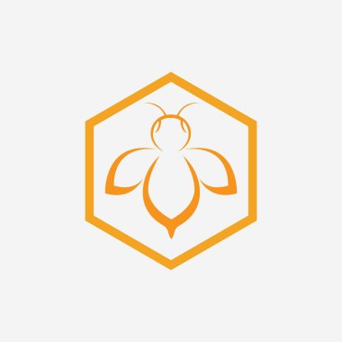 bal arısı hayvanları ve bal peteği logo vektör ikonu çizim tasarımı