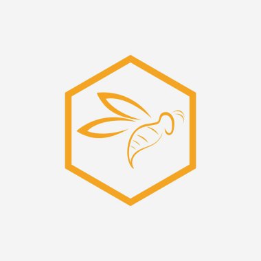 bal arısı hayvanları ve bal peteği logo vektör ikonu çizim tasarımı