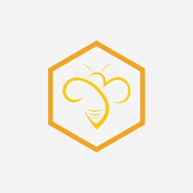 bal arısı hayvanları ve bal peteği logo vektör ikonu çizim tasarımı