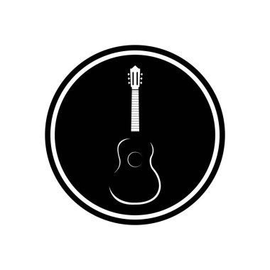 Basit Gitar Müzik Logosu Vektörü İllüstrasyonu