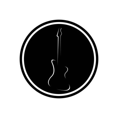 Basit Gitar Müzik Logosu Vektörü İllüstrasyonu