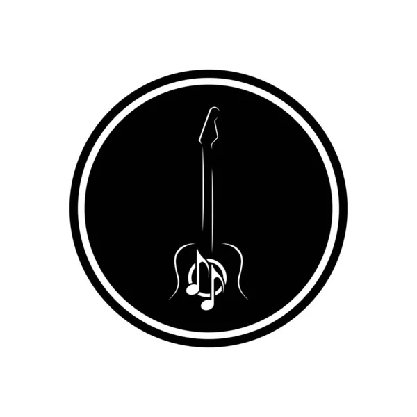Logo Jednoduchá Kytara Vektorová Ilustrace — Stockový vektor