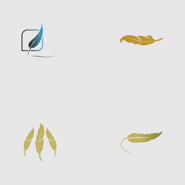 Gri arkaplanda tüy vektör illüstrasyon dizaynı logosu