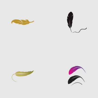 Gri arkaplanda tüy vektör illüstrasyon dizaynı logosu