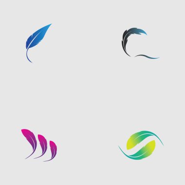 Gri arkaplanda tüy vektör illüstrasyon dizaynı logosu