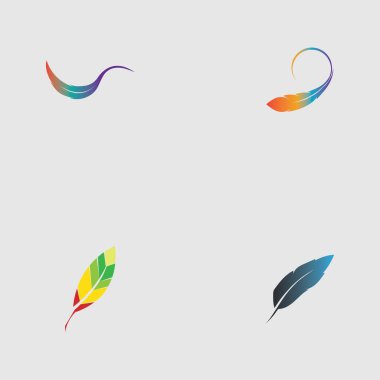 Gri arkaplanda tüy vektör illüstrasyon dizaynı logosu