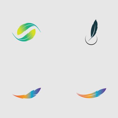 Gri arkaplanda tüy vektör illüstrasyon dizaynı logosu