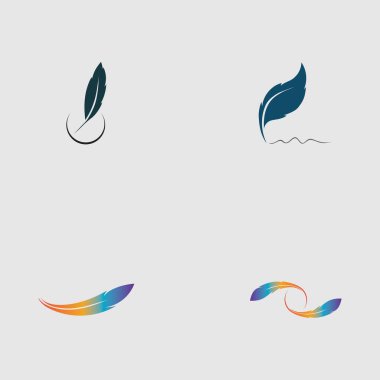Gri arkaplanda tüy vektör illüstrasyon dizaynı logosu