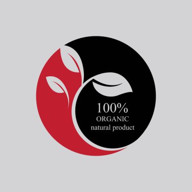 Siyah arkaplanda% 100 organik logo tasarım şablonu