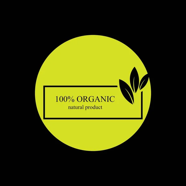 100 Organic Logo Illustration Design Template Black Background — Image vectorielle