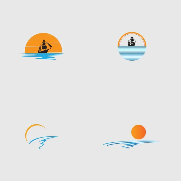 Sunset Logo Set Icon Vector Illustration Design — Vetor de Stock