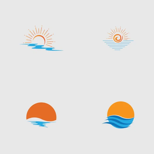 Sunset Logo Set Icône Vecteur Illustration Design — Image vectorielle
