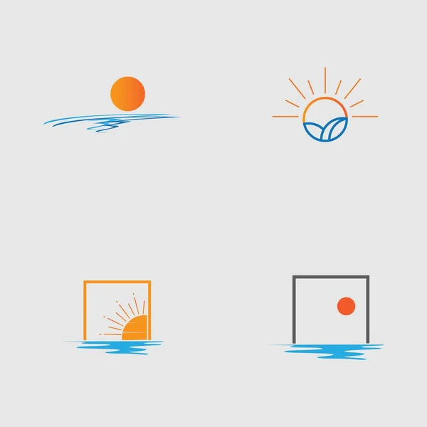 Sunset Logo Set Icon Vector Illustration Design — Image vectorielle