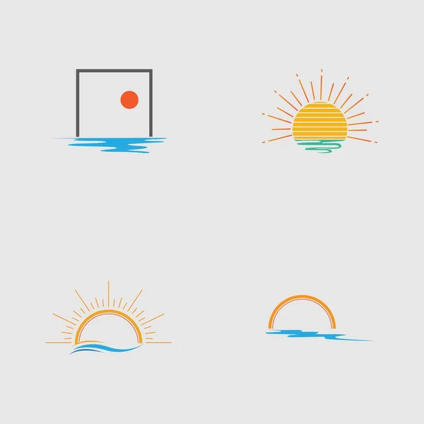 Sunset Logo Set Icon Vector Illustration Design — Image vectorielle