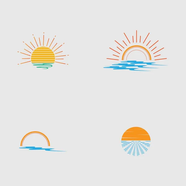 Sunset Logo Set Icon Vector Illustration Design — Stockvektor