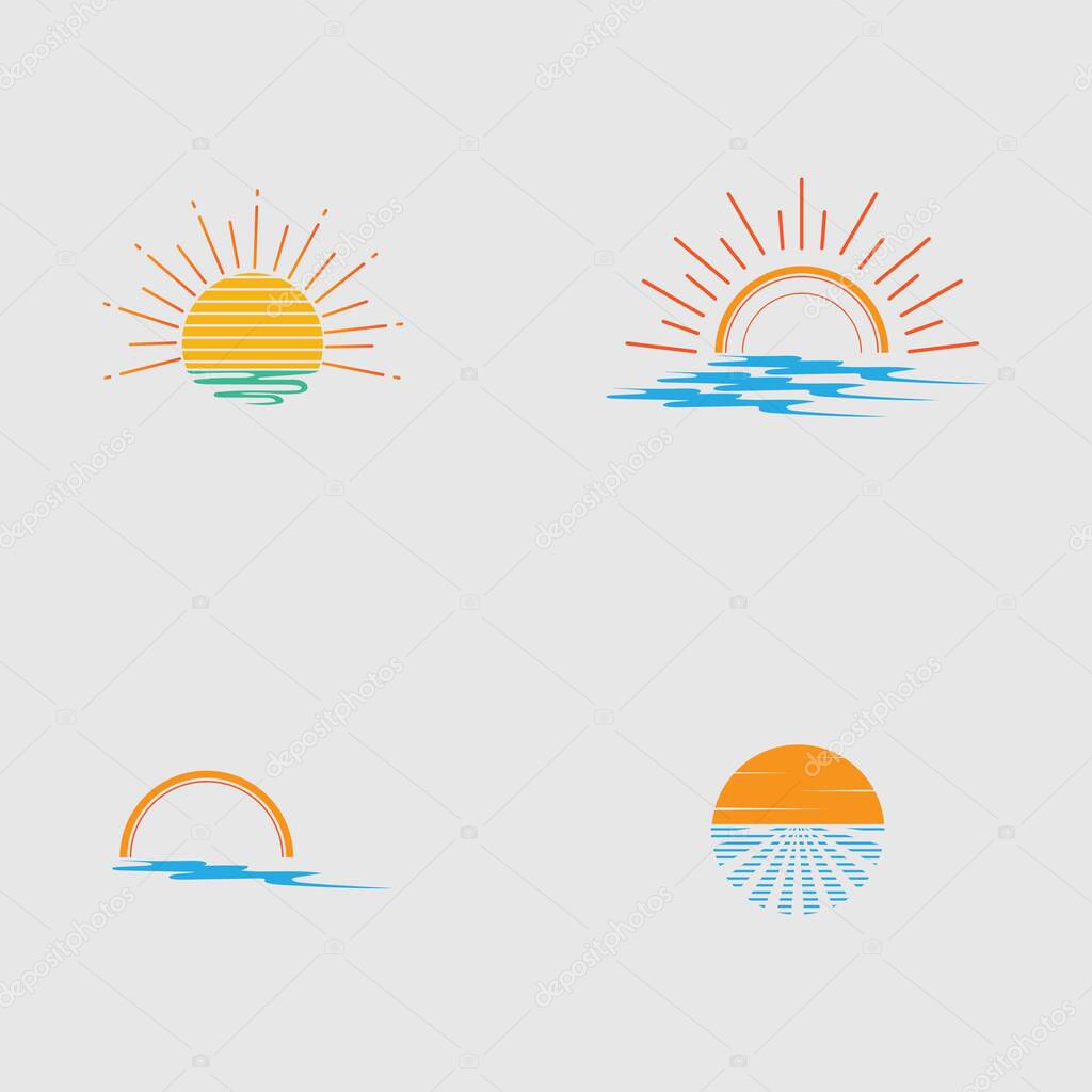 Sunset logo set  icon vector illustration design