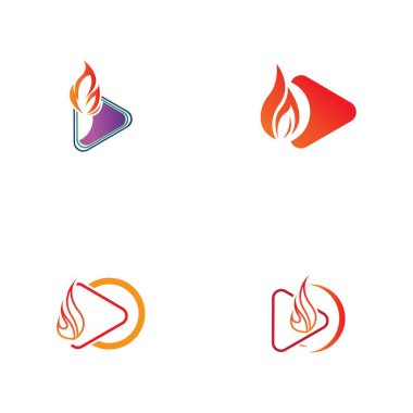 Ateş ve çalma düğmesi logosu tasarım şablonu