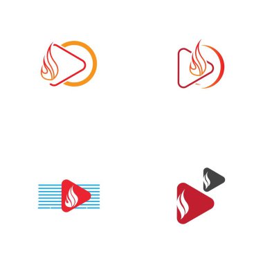 Ateş ve çalma düğmesi logosu tasarım şablonu