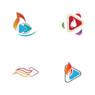 Ateş ve çalma düğmesi logosu tasarım şablonu