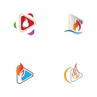 Ateş ve çalma düğmesi logosu tasarım şablonu