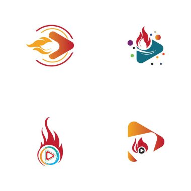 Ateş ve çalma düğmesi logosu tasarım şablonu