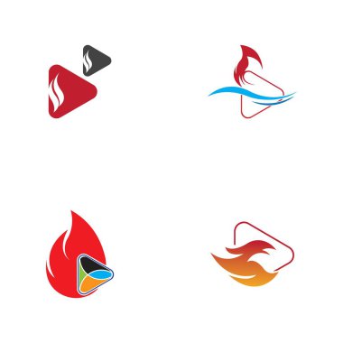 Ateş ve çalma düğmesi logosu tasarım şablonu