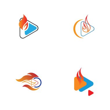 Ateş ve çalma düğmesi logosu tasarım şablonu