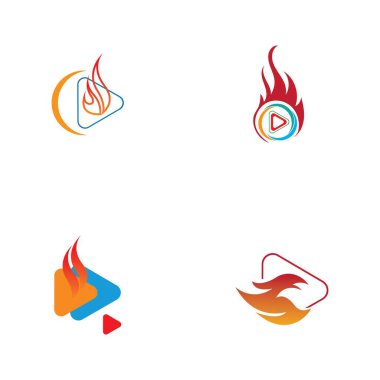 Ateş ve çalma düğmesi logosu tasarım şablonu