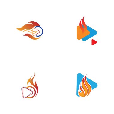 Ateş ve çalma düğmesi logosu tasarım şablonu