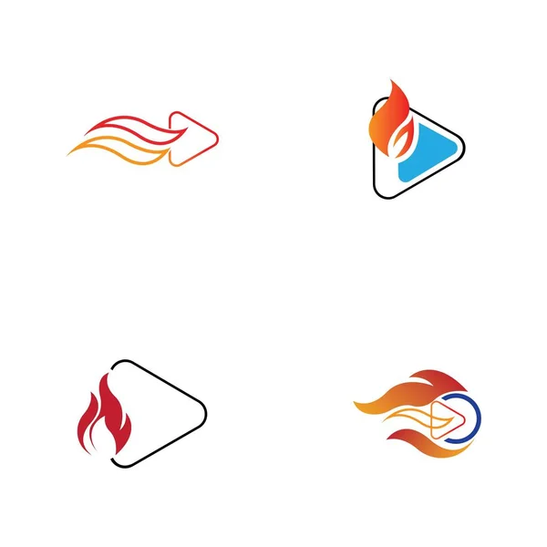 Fire Play Button Logo Set Design Template — Image vectorielle