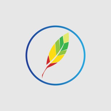 Gri arkaplanda tüy vektör çizimi logosu