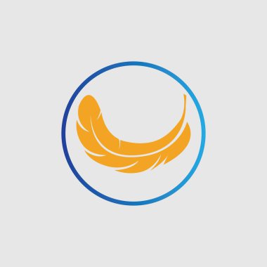 Gri arkaplanda tüy vektör çizimi logosu