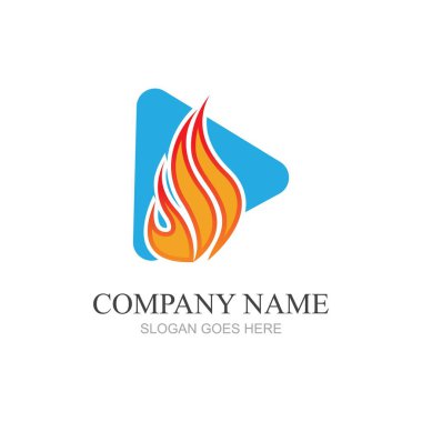 Ateş et ve oynat düğme logo tasarım şablonu