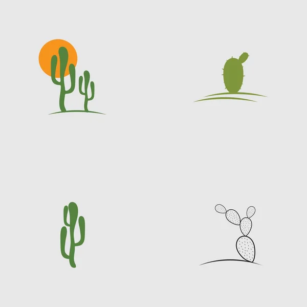 Set Von Kaktus Logo Design Vektor Illustrationen Auf Grauem Hintergrund — Stockvektor