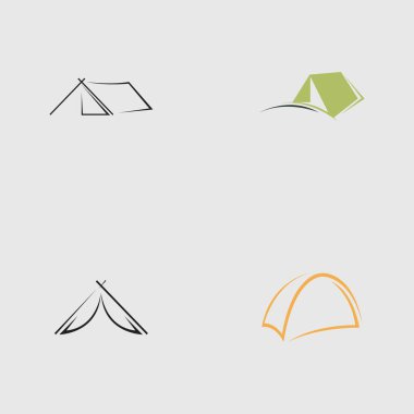 Kamp logosu vektör çizim şablonu seti