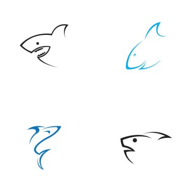 Köpekbalığı illüstrasyon Logo Şablon Vektörü kümesi