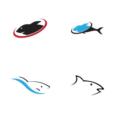 Köpekbalığı illüstrasyon Logo Şablon Vektörü kümesi