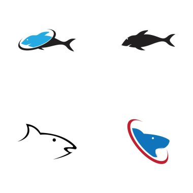 Köpekbalığı illüstrasyon Logo Şablon Vektörü kümesi
