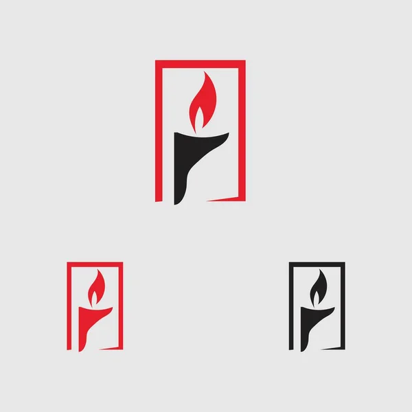 Set Candle Light Icon Logo Design Vector Template —  Vetores de Stock