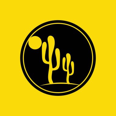 cactus plant logo illustration design on yellow background
