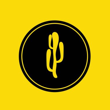 cactus plant logo illustration design on yellow background